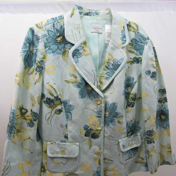 EMMA JAMES FLORAL THREE BUTTON BLAZER - Picture 1 of 6